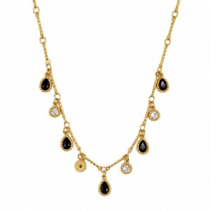 Collana Crystal nero/bianco (gold)