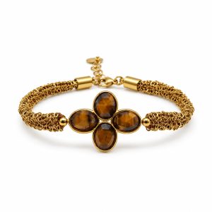 Bracciale quadrifoglio marrone (gold)